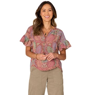 Democracy Women's Embroidered Leaf Top (Plus)