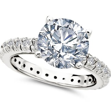 Crislu Cubic Zirconia Classic Brilliant Solitaire Ring With Pave Band