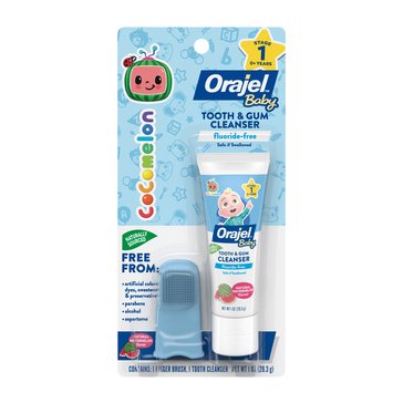 Orajel Baby Floride-Free Cocomelon Tooth and Gum Cleanser with Finger Brush
