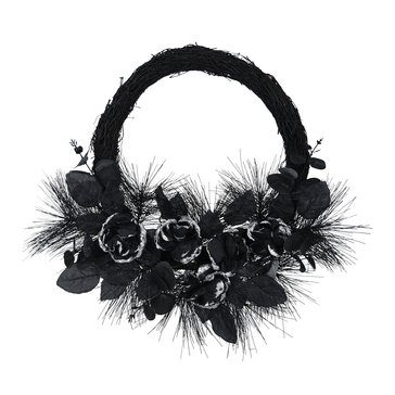 HKS 22-Inch Halloween Rose Floral Wreath