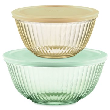 Pyrex Sculpted Tinted 4-Piece Bowl Value Pack, 2.3 Quart and 5.5 Cup