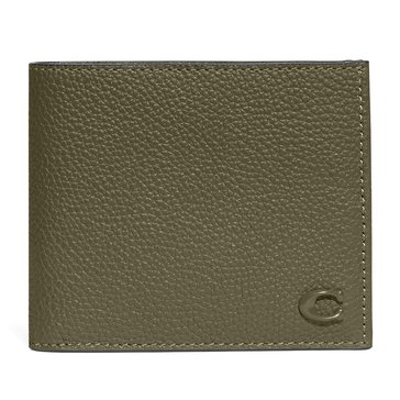 COACH Pebble Leather with Sculpted C hardware Refined Double Billfold Wallet