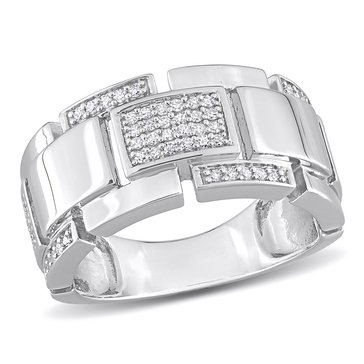 Sofia B. Men's 1/4 cttw Diamond Station Link Ring