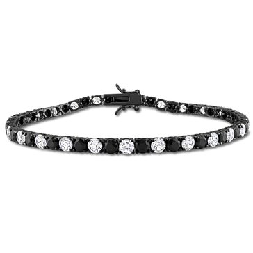 Sofia B. Men's 17 cttw Created White and Black Sapphire Tennis Bracelet