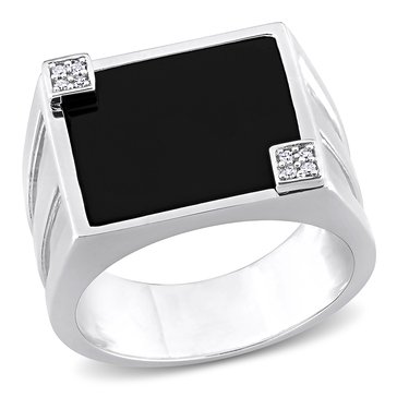 Sofia B. Men's 5 cttw Square Black Onyx and Diamond Accent Ring