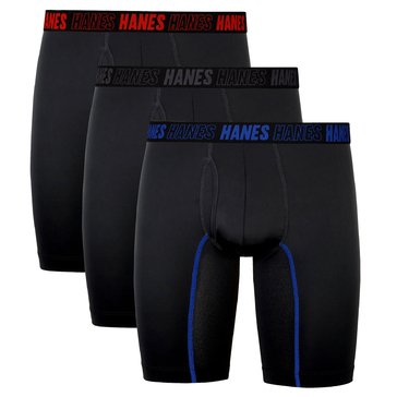 Hanes Men's Moves Total Support Pouch Performance Long Leg, 3-Pack