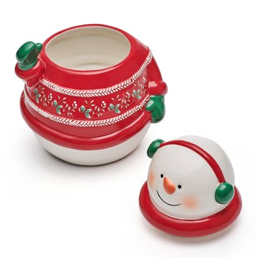 Pfaltzgraff Winterberry Sweater Snowman Cookie Jar