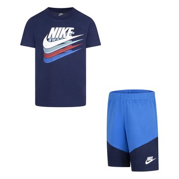 Nike Little Boys Color Block Tee And Short Sets