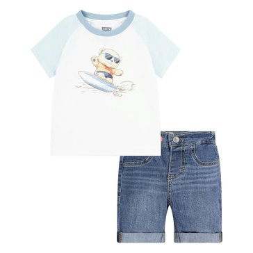 Levis Toddler Boys Surfing Bear Tee And Short Sets