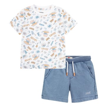 Levis Toddler Boys Surfing Doodle Tee And Short Sets