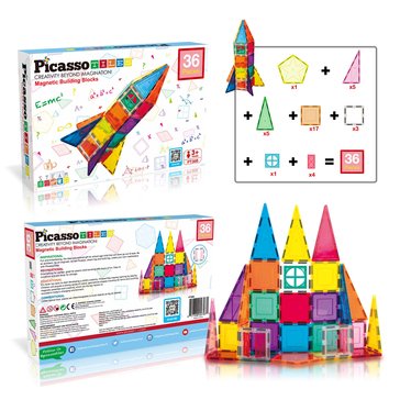 Picasso Tiles 36-Piece Rocket Set With Windows