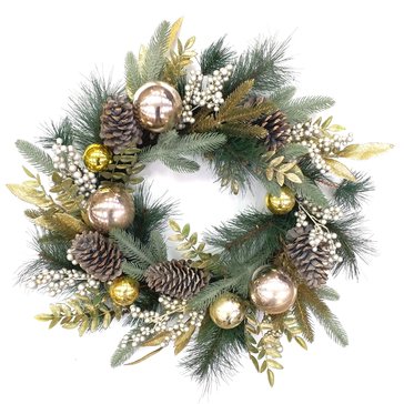 Christmas Ball Berry Pinecone Wreath