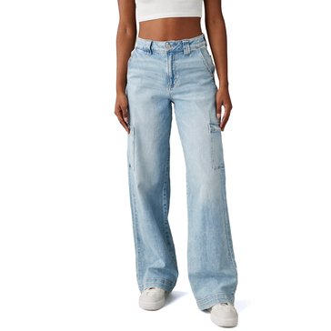 AE Women's Dreamy Drape Stretch Super High-Waisted Cargo Baggy Wide-Leg Jean