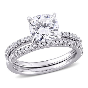 Sofia B. 2 cttw Cushion Moissanite and 1/4 cttw Diamond Bridal Set