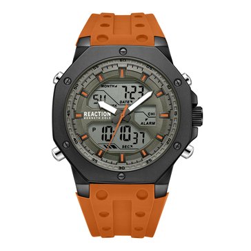 Reaction By Kenneth Cole Men's Octagon Analog-Digital Textured Strap Watch