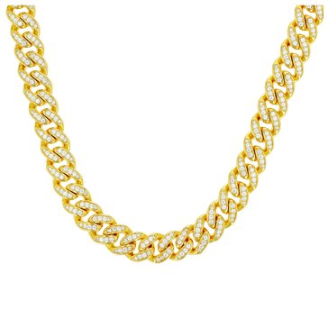 Cuban Pave Cubic Zirconia 10mm ChainNecklace with Box Lock