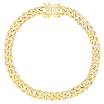 Cuban Pave Cubic Zirconia 10mm Chain Bracelet with Box Lock