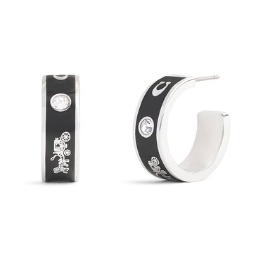 Coach Horse and Carriage Enamel Hoop Earrings