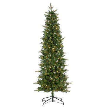 Gerson 6.5-Foot Prelit Natural Cut Narrow Saginaw Spruce Tree
