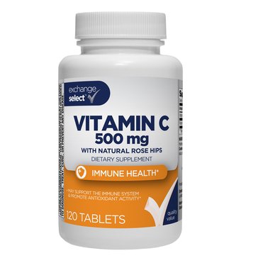 Exchange Select Vitamin C 500mg with Rose Hips Tablets, 120-Count