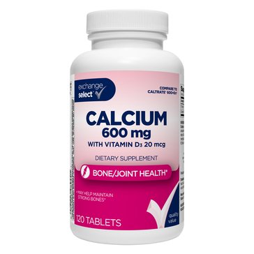 Exchange Select Calcium 600mg with Vitamin D3 Tablets, 120-Count