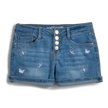 Wallflower Big Girls' Butterfly Denim Shorts