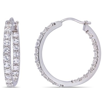 Sofia B. 3 5/8 cttw Created White Sapphire Inside Outside Hoop Earrings