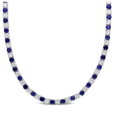 Sofia B. 33 cttw Created Blue and Created White Sapphire Tennis Necklace