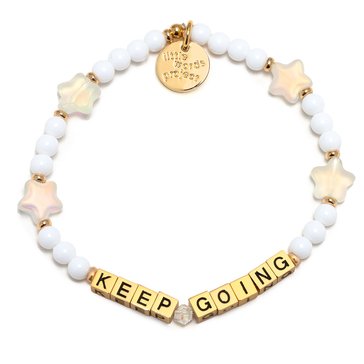 Little Words Project Keep Going Gold Letter Beaded Stretch Bracelet