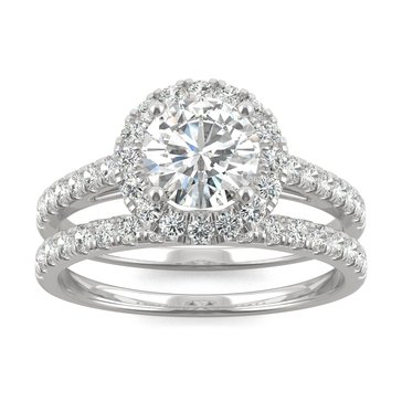 Charles & Colvard Forever Bright 1 3/4 cttw Moissanite Halo Bridal Set