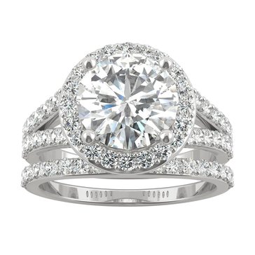 Charles & Colvard Forever Bright 3 2/3 cttw Moissanite Halo Bridal Set