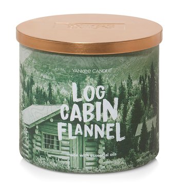 Yankee Candle Cottage Getaway Collection Log Cabin Flannel 3-Wick Candle