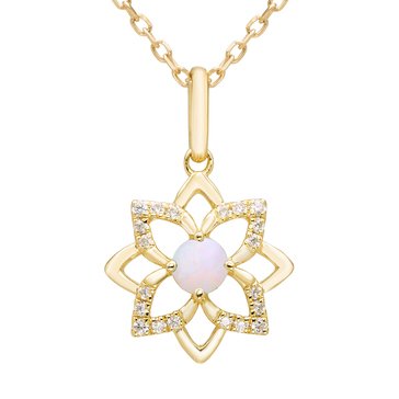 Created Opal & Created White Sapphire Accent Flower Pendant