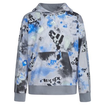 Adidas Big Boys' Logo Wash French Terry Hooded Pullover