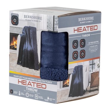 Berkshire Solid Velvetloft Reverse Sherpa Heated Throw