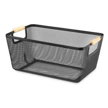 Whitmor Metal Mesh Large Tote with Wood Handles