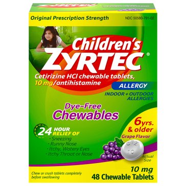 ZYRTEC Childrens Allergy Dye Free Chewable Tablets