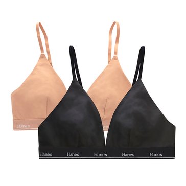 Hanes Women's Originals Triangle Bralette 2-Pack