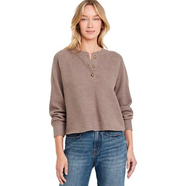 Old Navy Women's Long Sleeve Cozy Waffle Henley Top