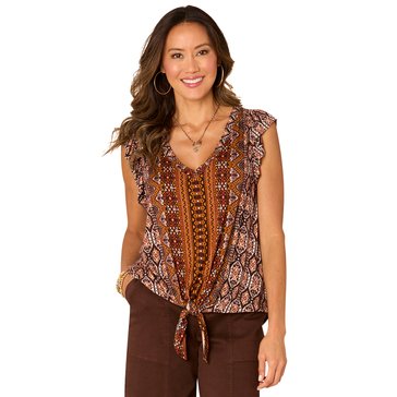 Democracy Women's V-Neck Placed Print Knit Top