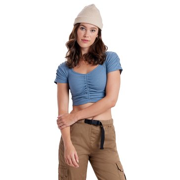 Unionbay Women's Hollis Ribbed Ruched Front Knit Top