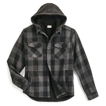 Eight Bells Men's Brushed Heavy Flannel Sherpa Lined Hoodie 