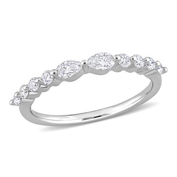 Created Forever 5/8 cttw Pear Shaped and Round Cut Lab Grown Diamond Semi-Eternity Band
