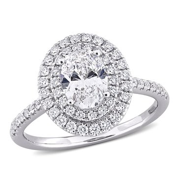 Created Forever 1 1/2 cttw Oval and Round Cut Lab Grown Diamond Double Halo Engagement Ring