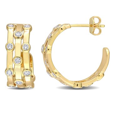Created Forever 7/8 cttw Lab Grown Diamond 3 Row Open Hoop Earrings