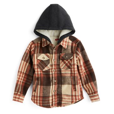 Liberty & Valor Little Boys' Sherpa Hooded Flannel Shirt