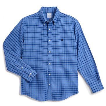 Brooks Brothers Men's Long Sleeve Windowpane Plaid Oxford Shirt 