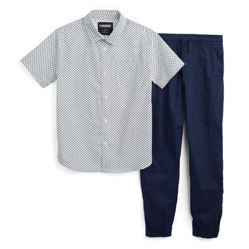Tony Hawk Big Boys' Printed Woven Short Sleeve Shirt Jogger Sets
