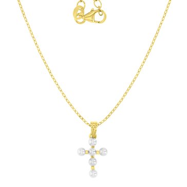 Lulea White Pearl Cross Necklace