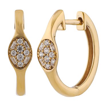Because by Navy Star 1/5 cttw Diamond Cluster Station Hoop Earrings